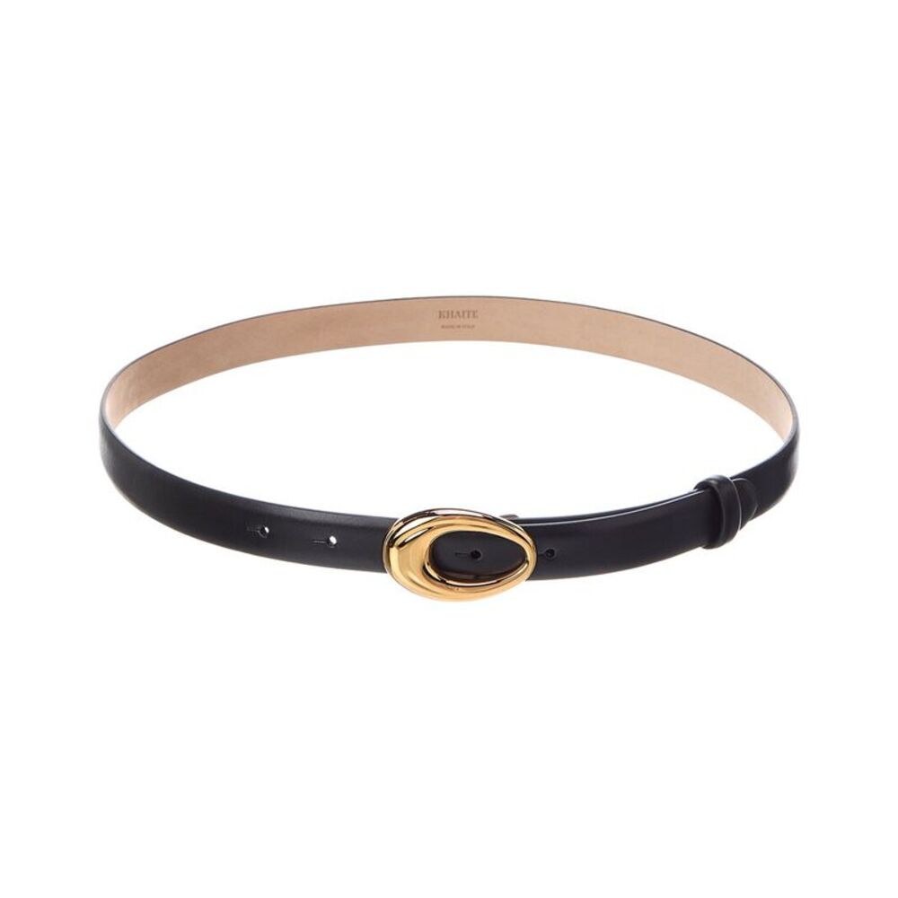 Khaite Olivia Leather Belt, Black